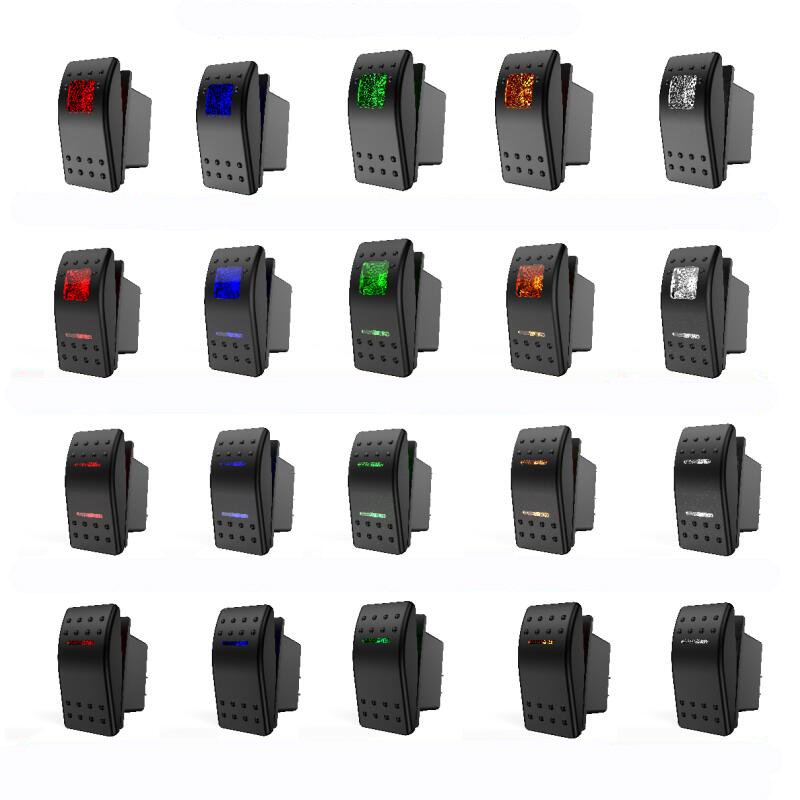 Waterproof On-off 5pin Spst Dual Blue Led Engravable Rocker Switch Carling Marine