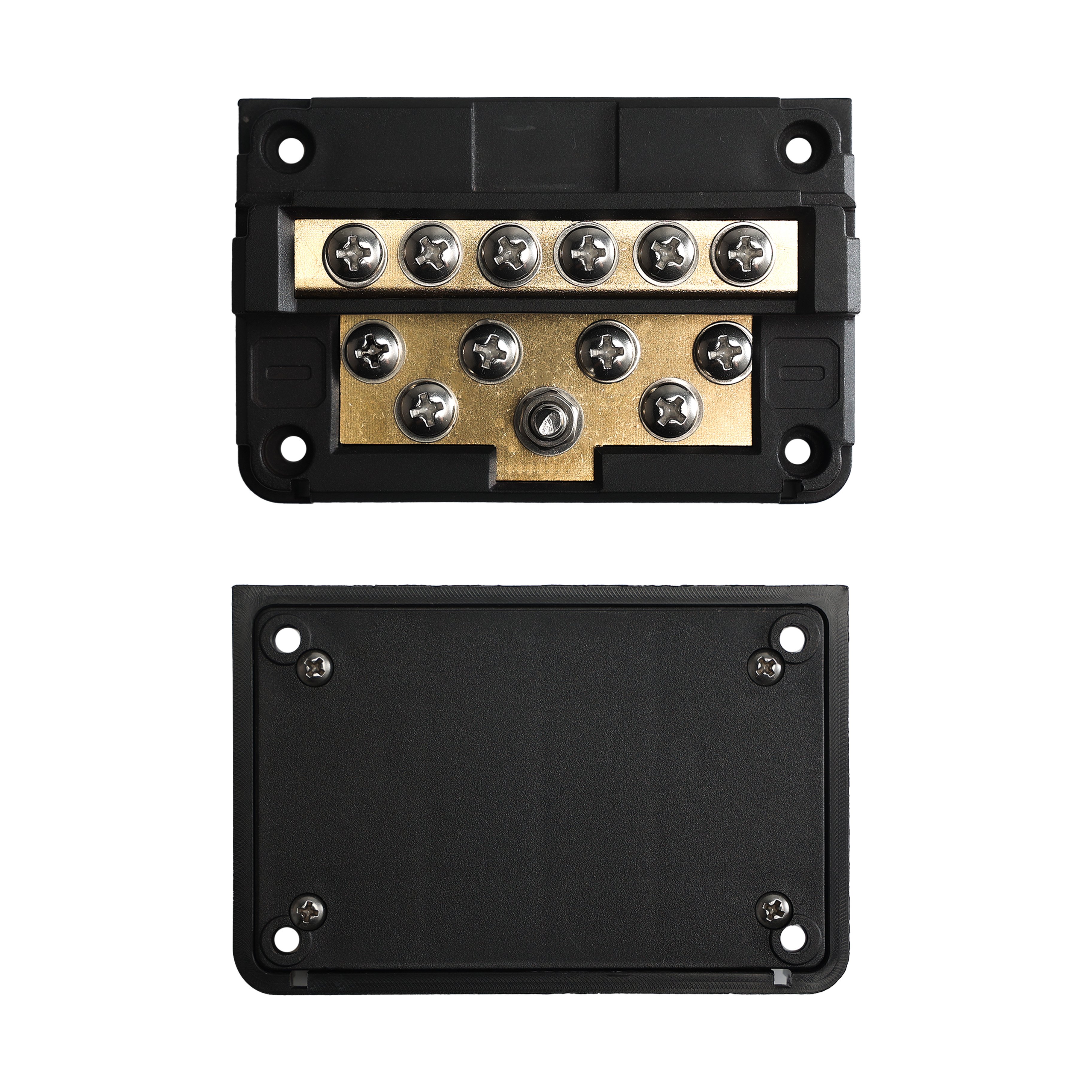 100A DC 48V M4 M5 Battery Power Distribution Terminal Block Bus Bar Box with Cover for Auto Marine Car Boat