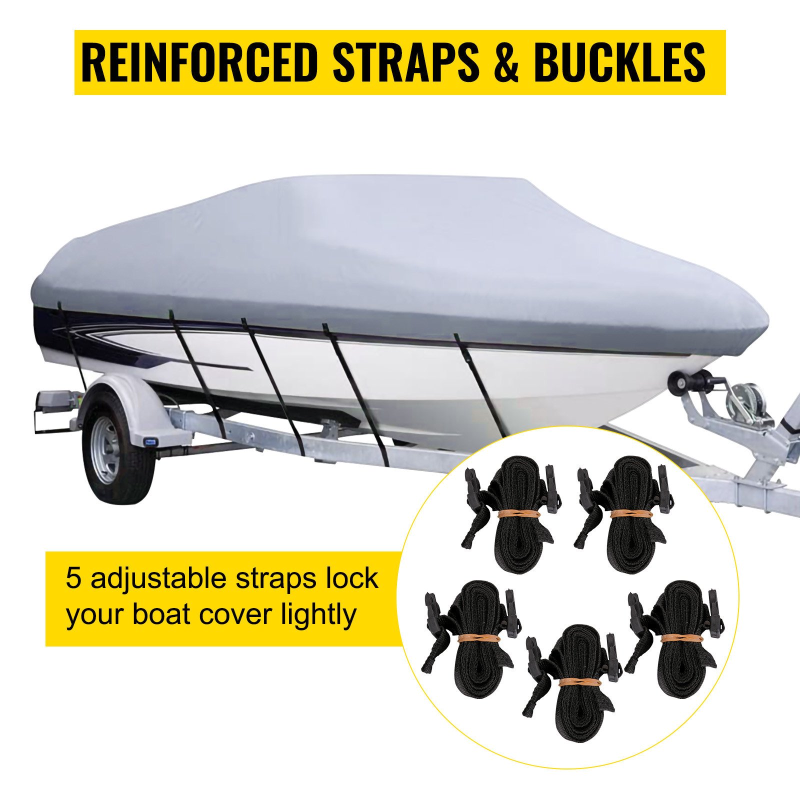 900D Heavy Duty Marine Grade Canvas Waterproof Boat Cover 14-16ft Cover for Bass Boat Fishing Boat