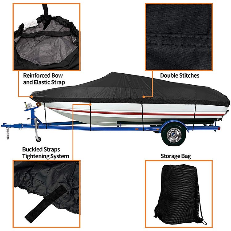 Premium Breathable Waterproof Oxford Boat Cover Yacht Cover Black