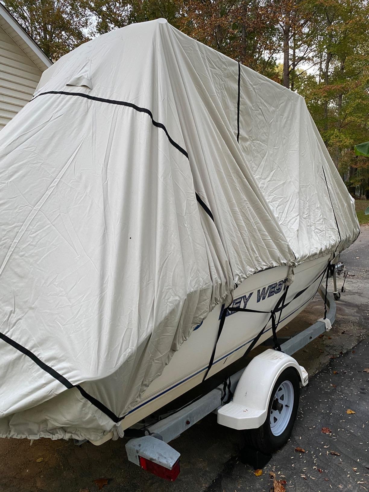 Threewen 600D Trailerable 22ft T-Top Boat Cover Personal Watercraft Weather Ripstop Heavy Duty Boat Cover