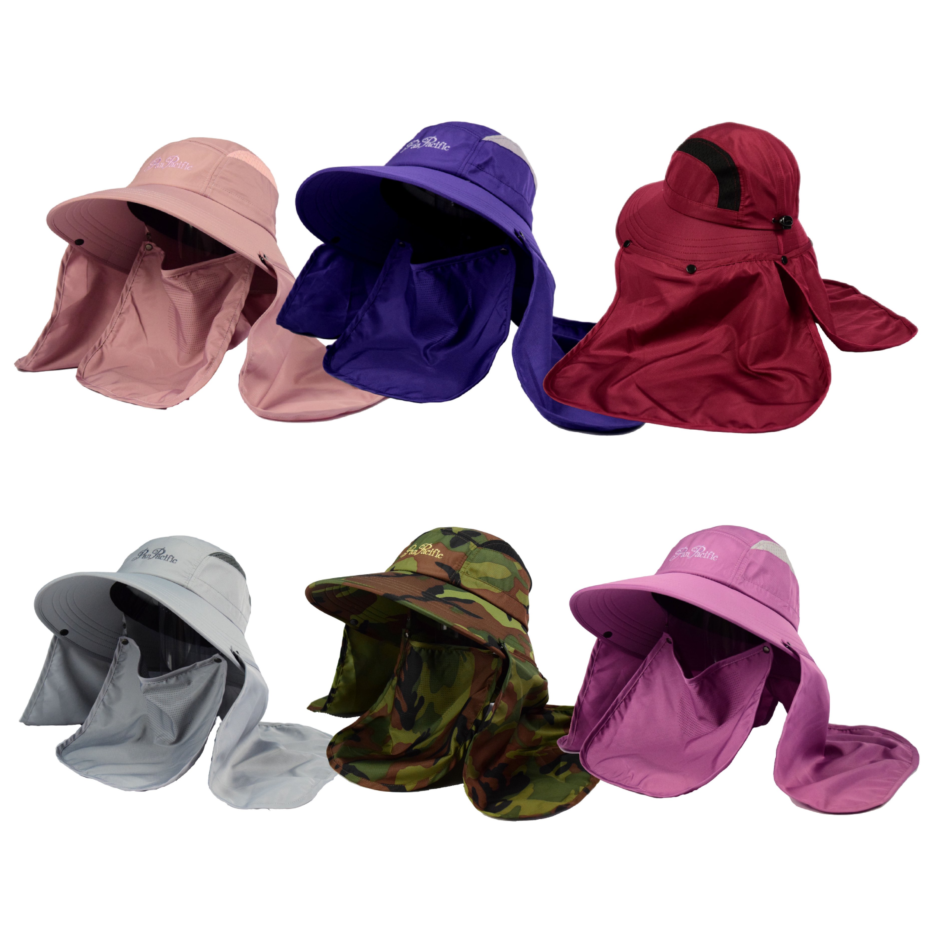 Customized Wide Brim Outdoor Hiking Camping Sun Protection Anti UV Casual Beach Cap With Detachable Face Cover & Neck Flap