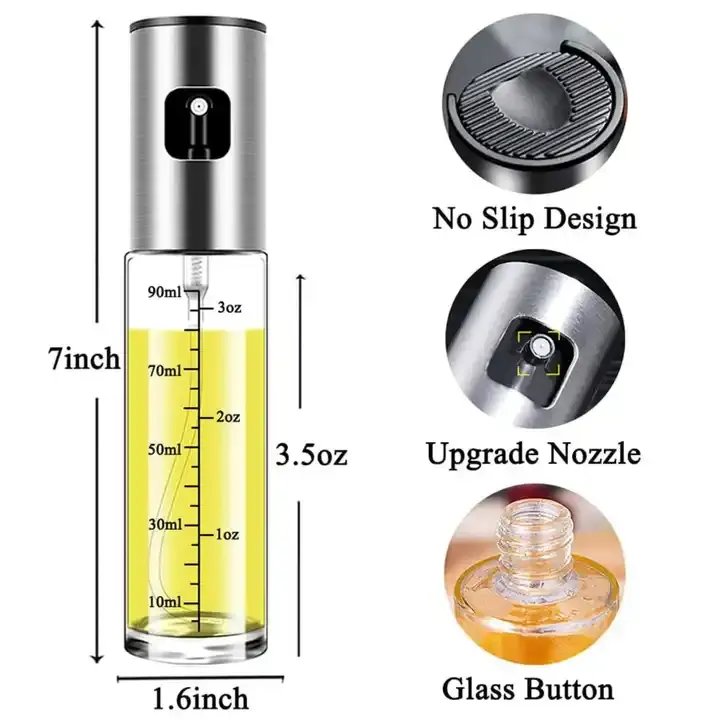 Kitchen Push Type 100ml Stainless Steel Spray Olive Oil Spray Bottle Pot Grill Bbq Sprayer Oil Dispenser Gravy Boats Tools for C