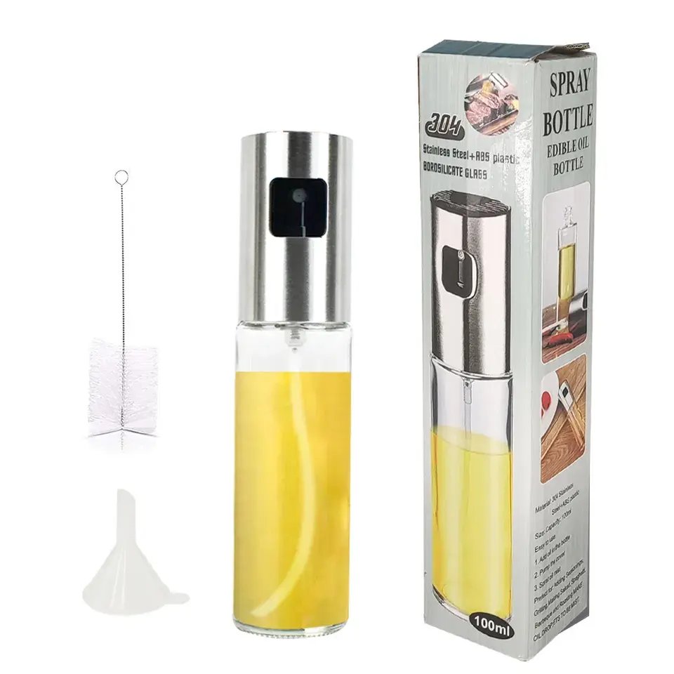 Kitchen Push Type 100ml Stainless Steel Spray Olive Oil Spray Bottle Pot Grill Bbq Sprayer Oil Dispenser Gravy Boats Tools for C