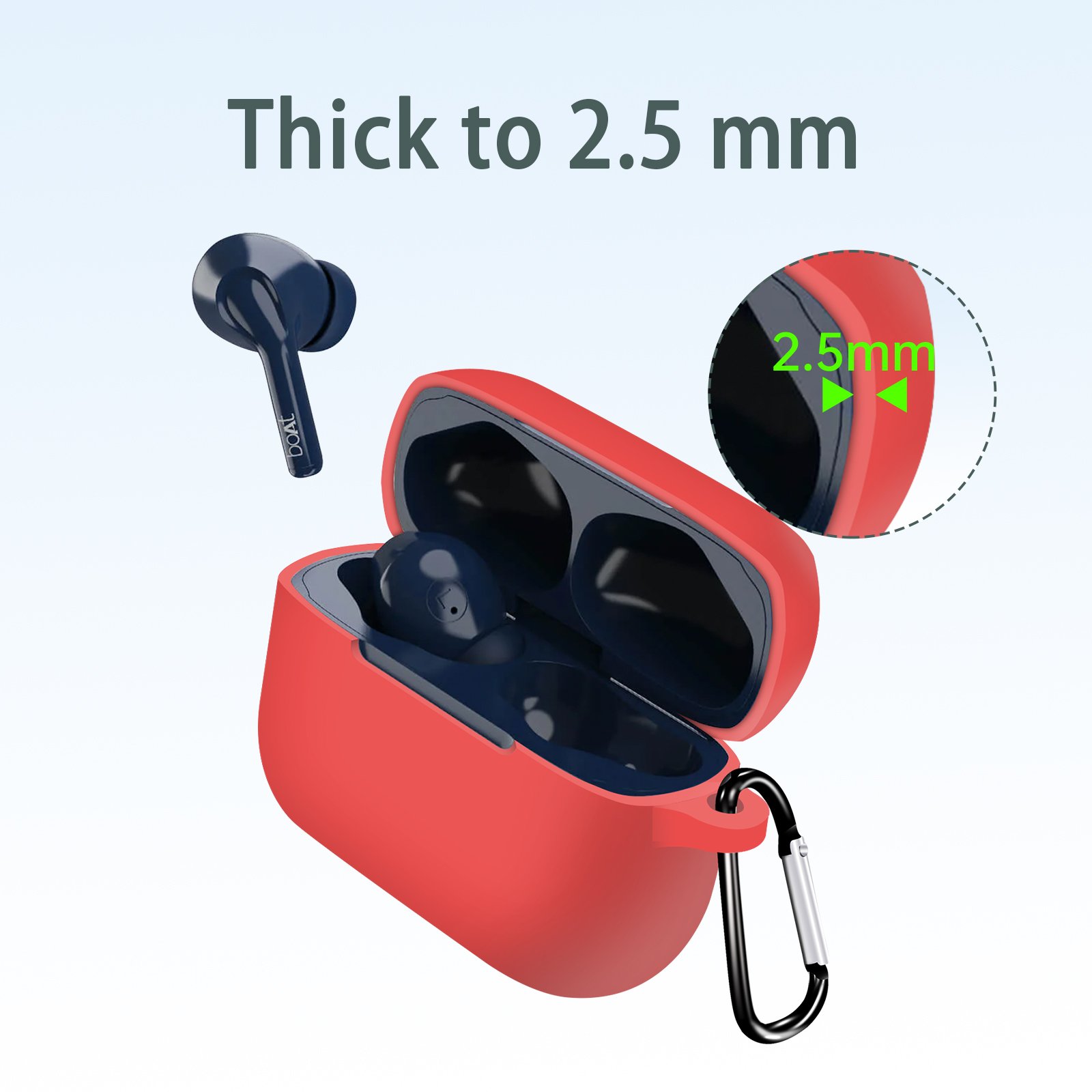 Suitable for Boat Airdopes 161 Case Silicone Protective Earphone Case Shockproof with Hook