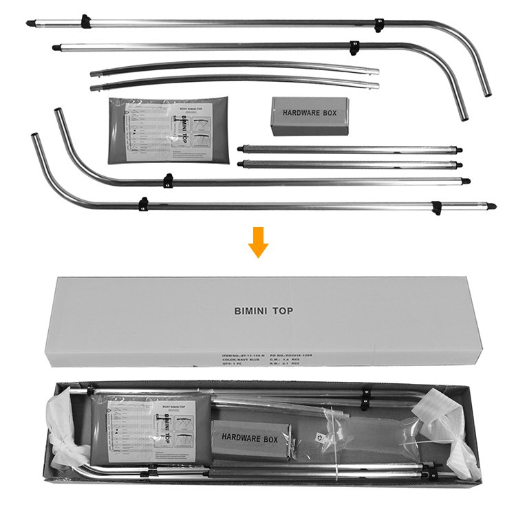NHCX Highly Recommended 4 Bow Bimini Boat Top Cover Bimini Top with Rear Support Pole and Storage Boot