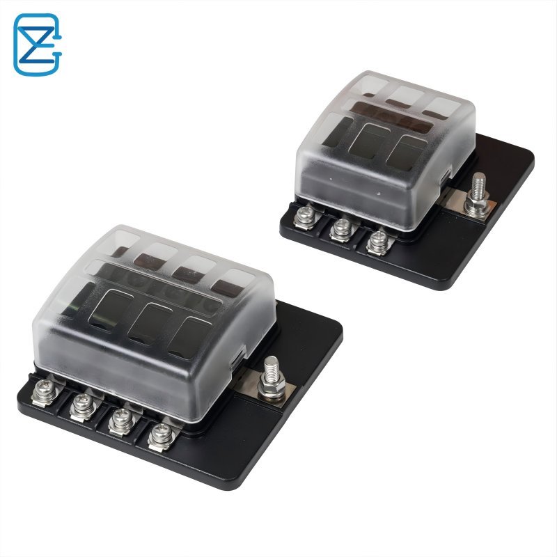 12 Way Blade Fuse Box with LED Light Indication with Protection Cover Holder Standard Circuit Fuse Holder Box Block for Car Boat