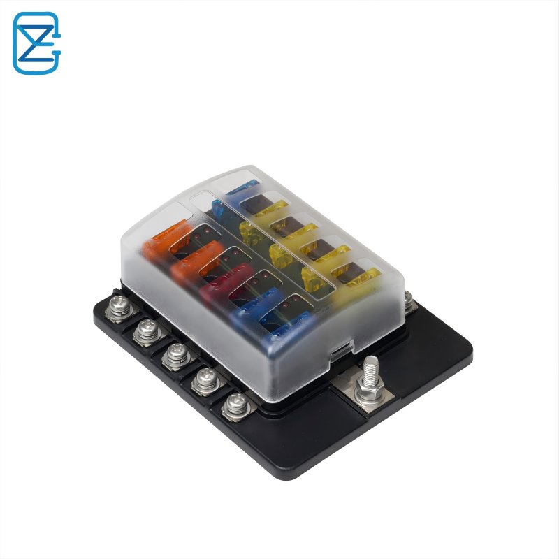 12 Way Blade Fuse Box with LED Light Indication with Protection Cover Holder Standard Circuit Fuse Holder Box Block for Car Boat