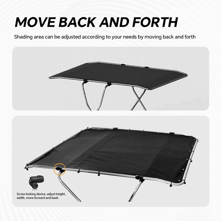 NHCX Height Adjustment Aluminum Bimini Top Boat Canopy Boat Bimini Top for Boats