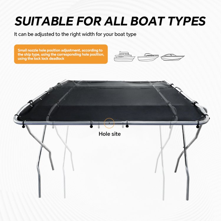 NHCX Height Adjustment Aluminum Bimini Top Boat Canopy Boat Bimini Top for Boats