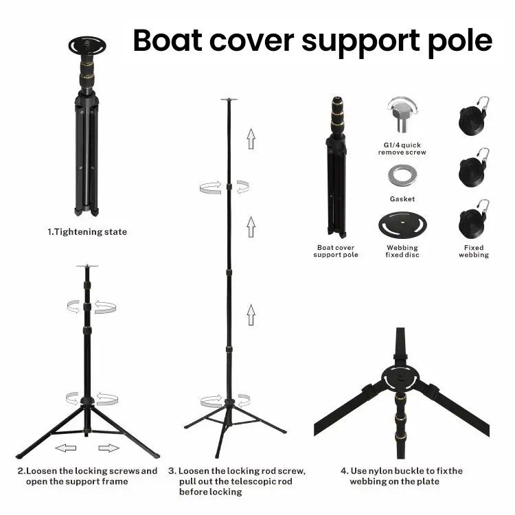 HOMFUL 2 Pcs Set Boat Accessories Boat Cover Support Poles and Waterproof Boat Cover