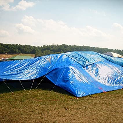 YRH Pe Tarpaulin Waterproof Canvas 10 Mil Tarp Cover With Cables 4 Ropes Rip and Tear Proof for Dump Truck, Firewood, Boat