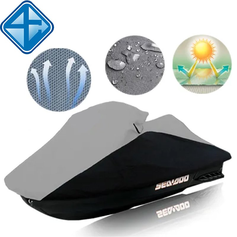 Black & Grey Boat Cover PWC Seadoo Cover Waterproof and Uv Resisting Jet Ski Cover for Marine