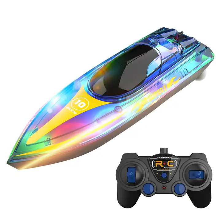 Flytec 2.4G V555 Kids Electric Boat Toy for Swimming Pool Cover Waterproof RC Electric Motor Boat Glowing 60 Mins Endurance