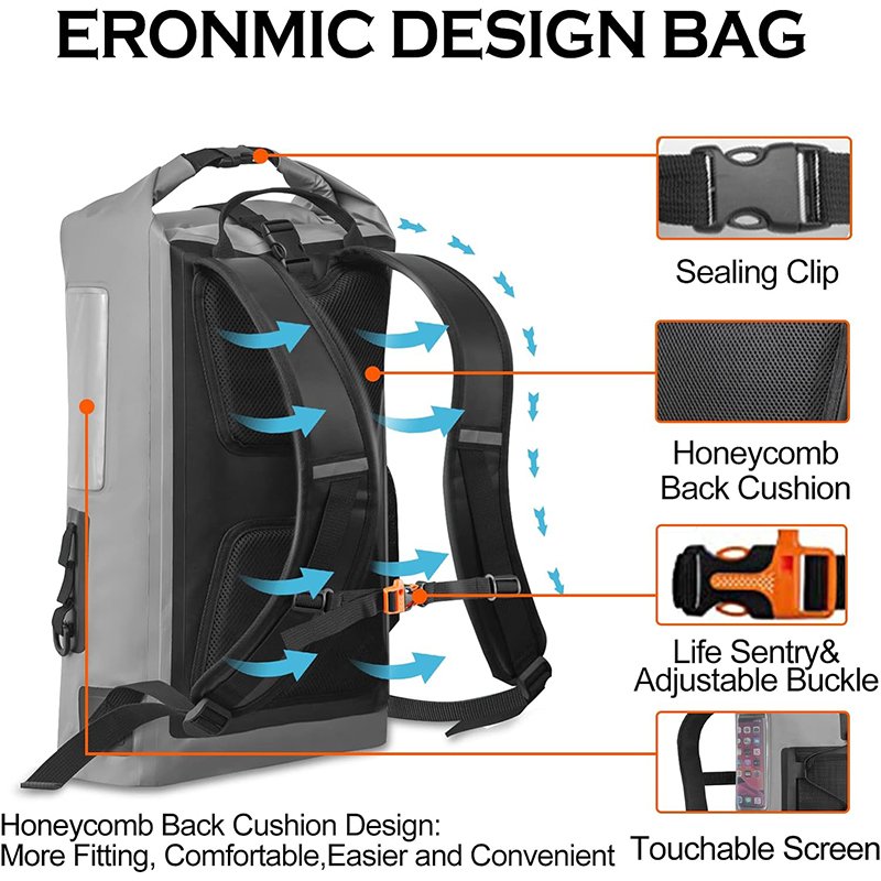 OEM 30L Waterproof Laptop Backpack for Hiking Hunting Fishing Waterproof Folding Custom Multifunctional Backpack