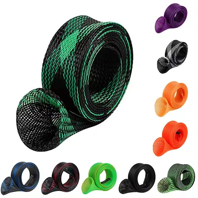 Fishing Pole Sleeve Fishing Rod Protector Tools Expandable Braided Fishing Rod Cover Rod Sock