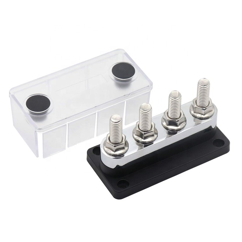 Black Red 600A Power Distribution Terminal Block with Cover Terminal Studs Screws Battery Bus Bar for Car Boat Marine Pickup Bus