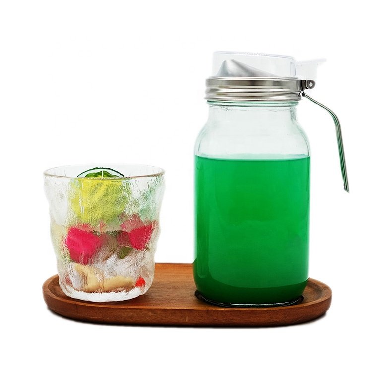 Stainless Steel Airtight Pouring Liquid Lid with Handle Acrylic Lid for Wide-mouth Mason Jar Juice Milk Coffee Storage
