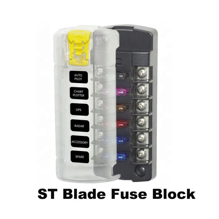 5035 ST Blade Fuse Block 6 Independent Circuits with Cover