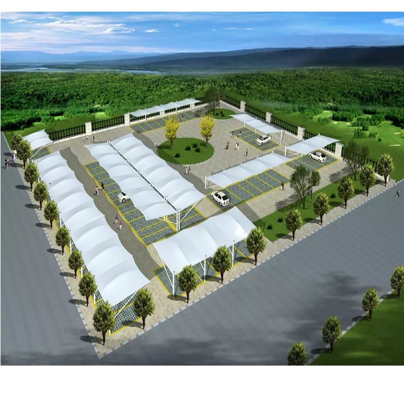 Customization PVC/PVDF Waterproof Self-cleaning Tensioning Structure Car Parking Shed Shade Canopy