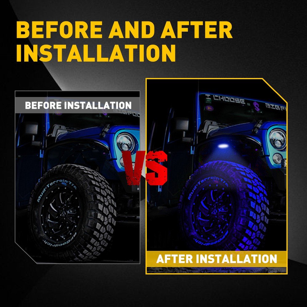 AUXITO Set of 4 Blue Rock Lights High Power for Jeep Offroad Boat Truck UTV ATV Bright