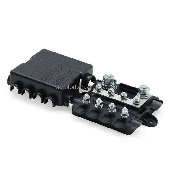 Mega Midi 5 Way High Load Four Outlet Midival Fuse Holder Power Distribution Box 5-Fold With Cover For Screw Automotive Fuses
