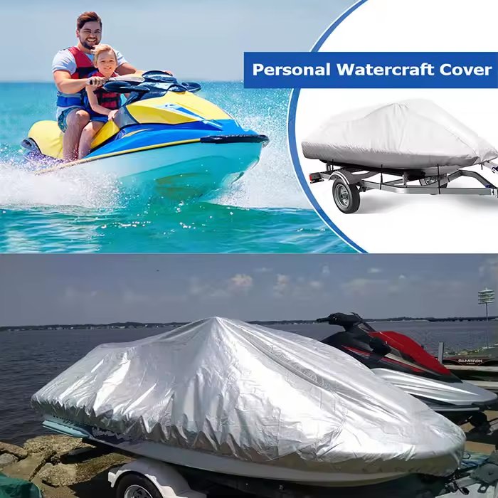 Customized Heavy-Duty V-Shaped Boat Trailer Motorboat Cover Waterproof Sunscreen Jet Ski Marine Motor Cover Protection Features
