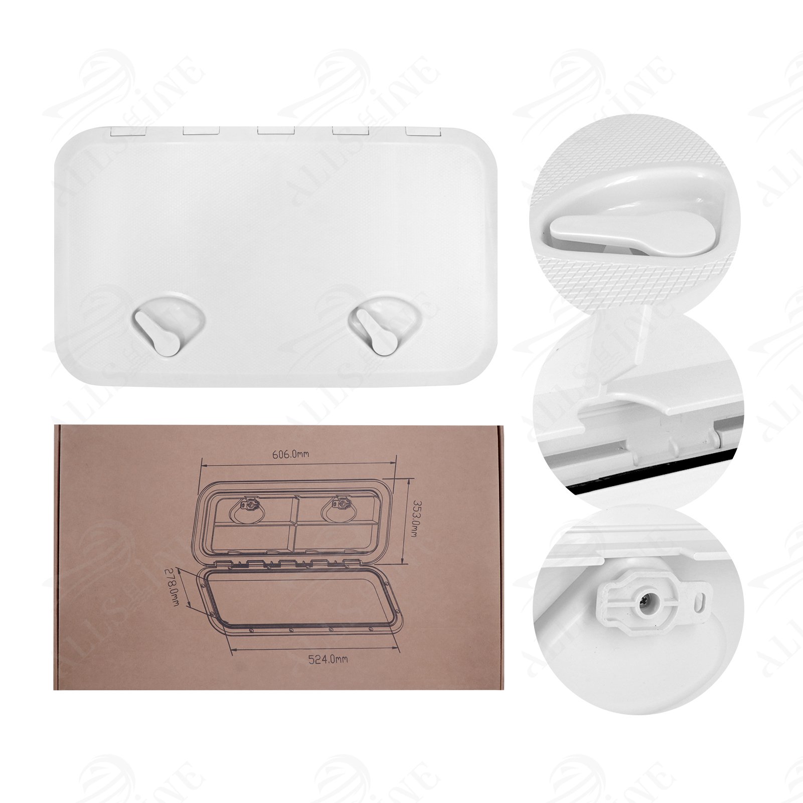 Allshine Marine Boat Parts Hatch Deck Plate Large White Square Hatch Cover for Marine Boat