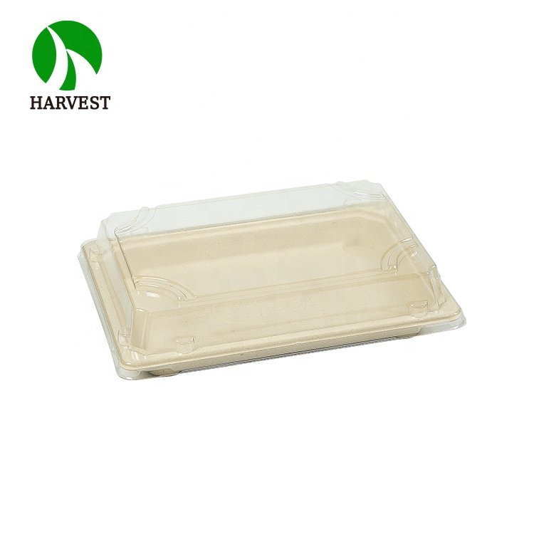 Disposable Take Away Take Out Biodegradable Paper Pulp Fresh Food Tray