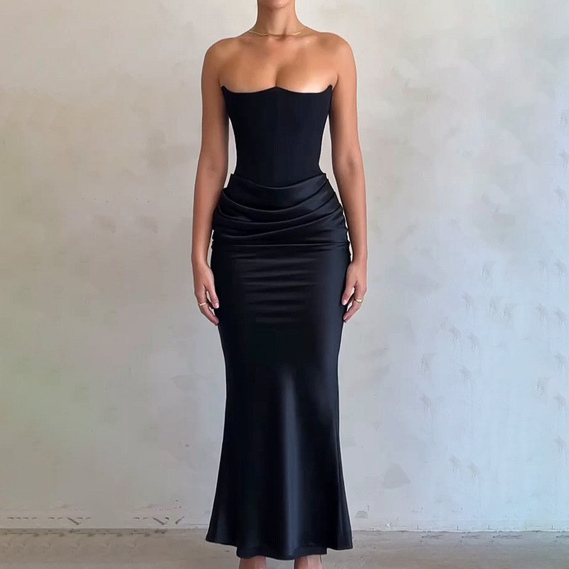 Women's New Arrival Party Tube Maxi Dresses Elegant Bone Corset Evening Long Dress