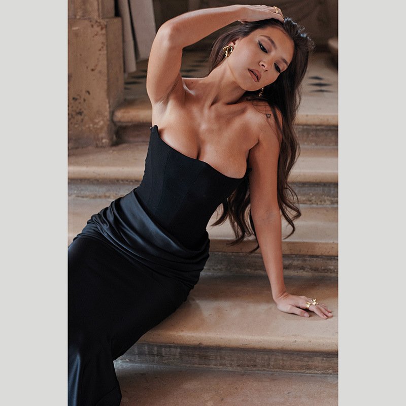 Women's New Arrival Party Tube Maxi Dresses Elegant Bone Corset Evening Long Dress