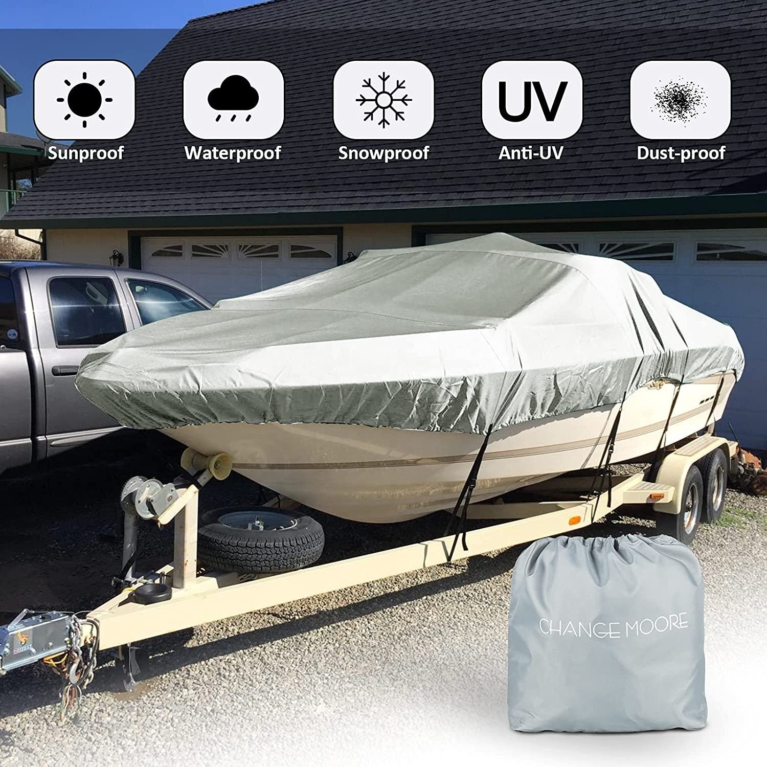 Hot Sale Fishing Tackle Boat Cover Heavy Duty Waterproof Runabout Boat Dust Cover