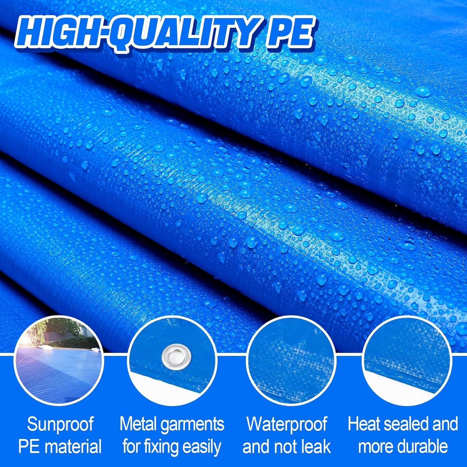 Linyi Large Waterproof Tarp Thick Poly Tarpaulin for Canopy Tents Boats RV or Pool Covers Multipurpose Protective Tarps