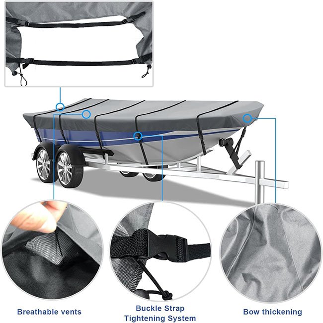 Custom Heavy-Duty UV-Proof Oxford V-Type Boat Cover Durable Waterproof Polyester for Fishing Boats