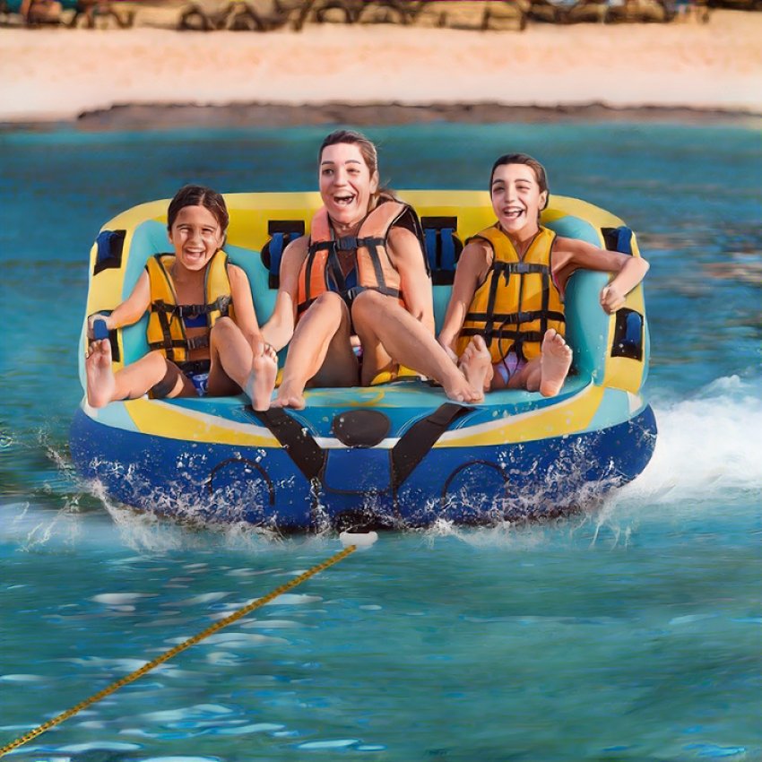 Wholesale 2 Person Factory Towable Tube Inflatable Water Ski Sports PVC Nylon Cover Inflatable Towable Water Tube for Boat