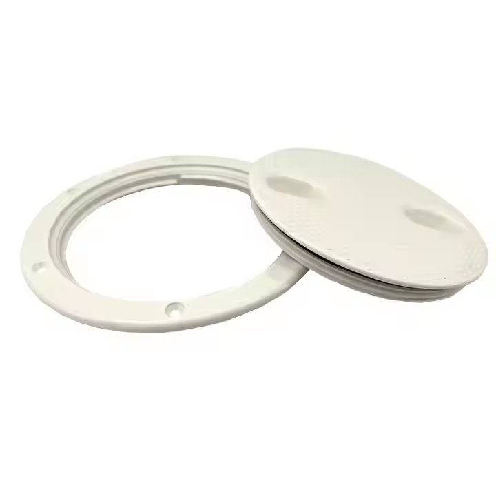 Yacht Marine White ABS Round 6-inch Two-Hole Deck Plate Hatch