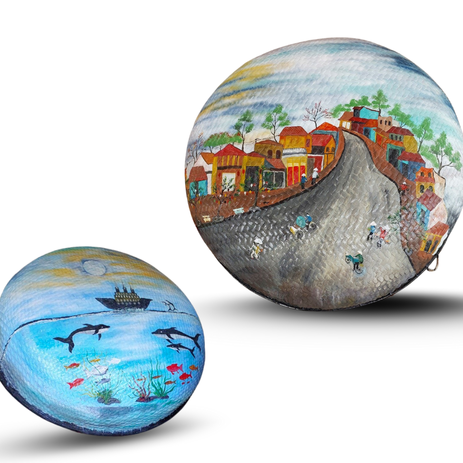 Wholesale Customized Coracle Boat Competitive Price Vietnam's Waterplay Crafts Accessories Wood Hull Fishing Rowing Decoration