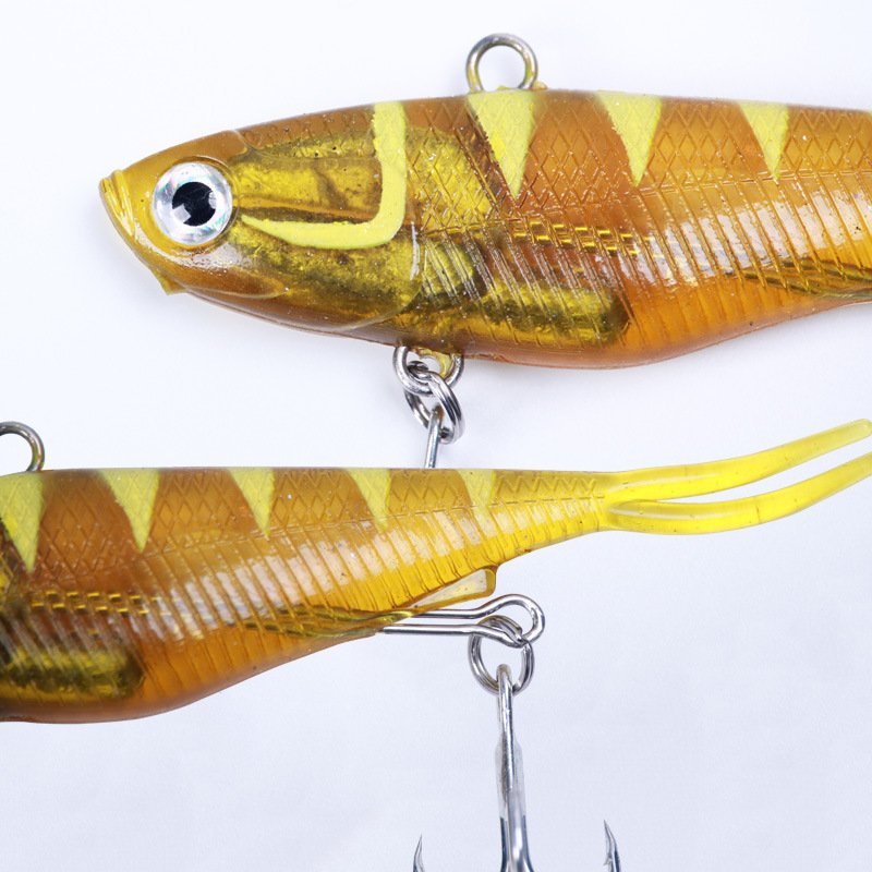 9.5cm 20g in Stock 16 Colors Twintails VIB Soft Vibe Casting Sea Fishing Lure Hooks 3D Printed Lead Softbait VIB Fishing with 3x