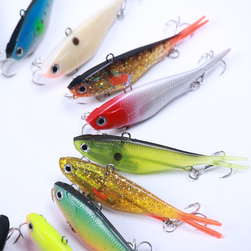 9.5cm 20g in Stock 16 Colors Twintails VIB Soft Vibe Casting Sea Fishing Lure Hooks 3D Printed Lead Softbait VIB Fishing with 3x