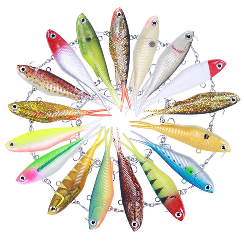9.5cm 20g in Stock 16 Colors Twintails VIB Soft Vibe Casting Sea Fishing Lure Hooks 3D Printed Lead Softbait VIB Fishing with 3x