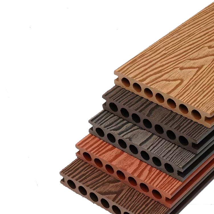 WPC Embossed Grain Decking Solid Waterproof Wooden Laminated Flooring Outdoor Plastic Deck Floor Covering with High Quality