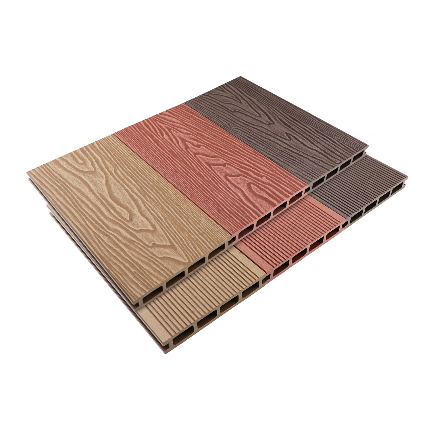 WPC Embossed Grain Decking Solid Waterproof Wooden Laminated Flooring Outdoor Plastic Deck Floor Covering with High Quality