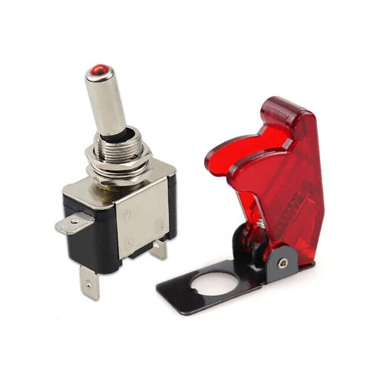 12V 20A Illuminated LED ON-OFF With Cover Red Blue Green Yellow Car Toggle Switch