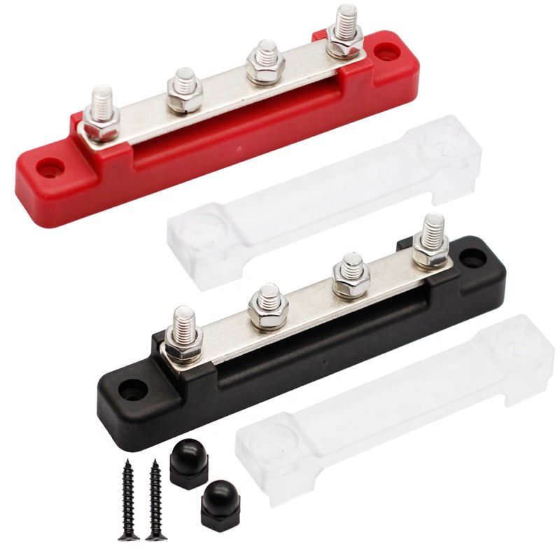 4 Way Screw Battery Bus Bar Terminal Block 4xM6 Terminal Studs 2xM4 Terminal Screws Battery Copper Bus Bar