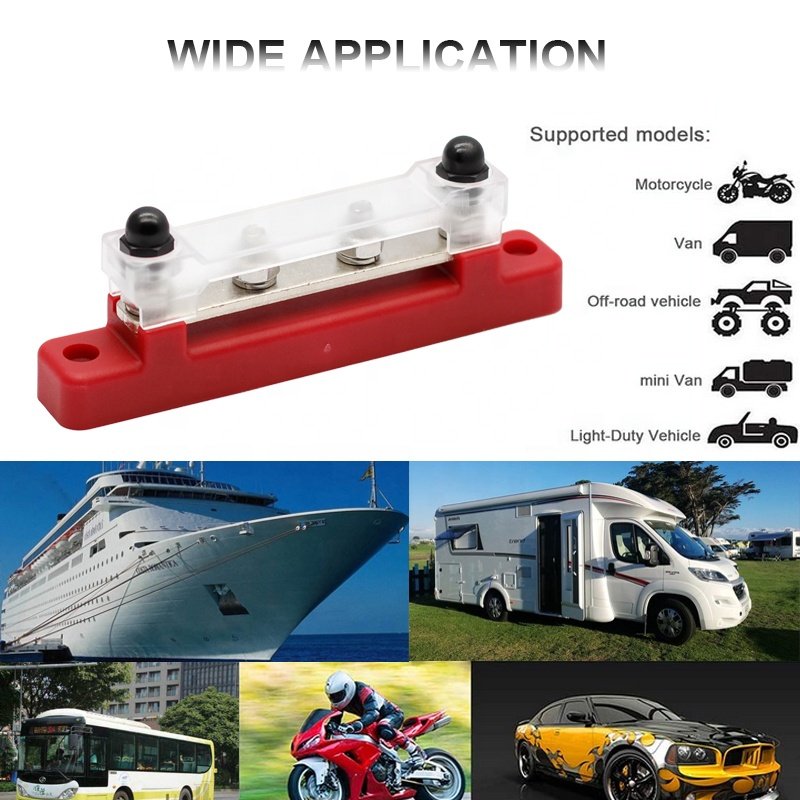 4 Way Screw Battery Bus Bar Terminal Block 4xM6 Terminal Studs 2xM4 Terminal Screws Battery Copper Bus Bar