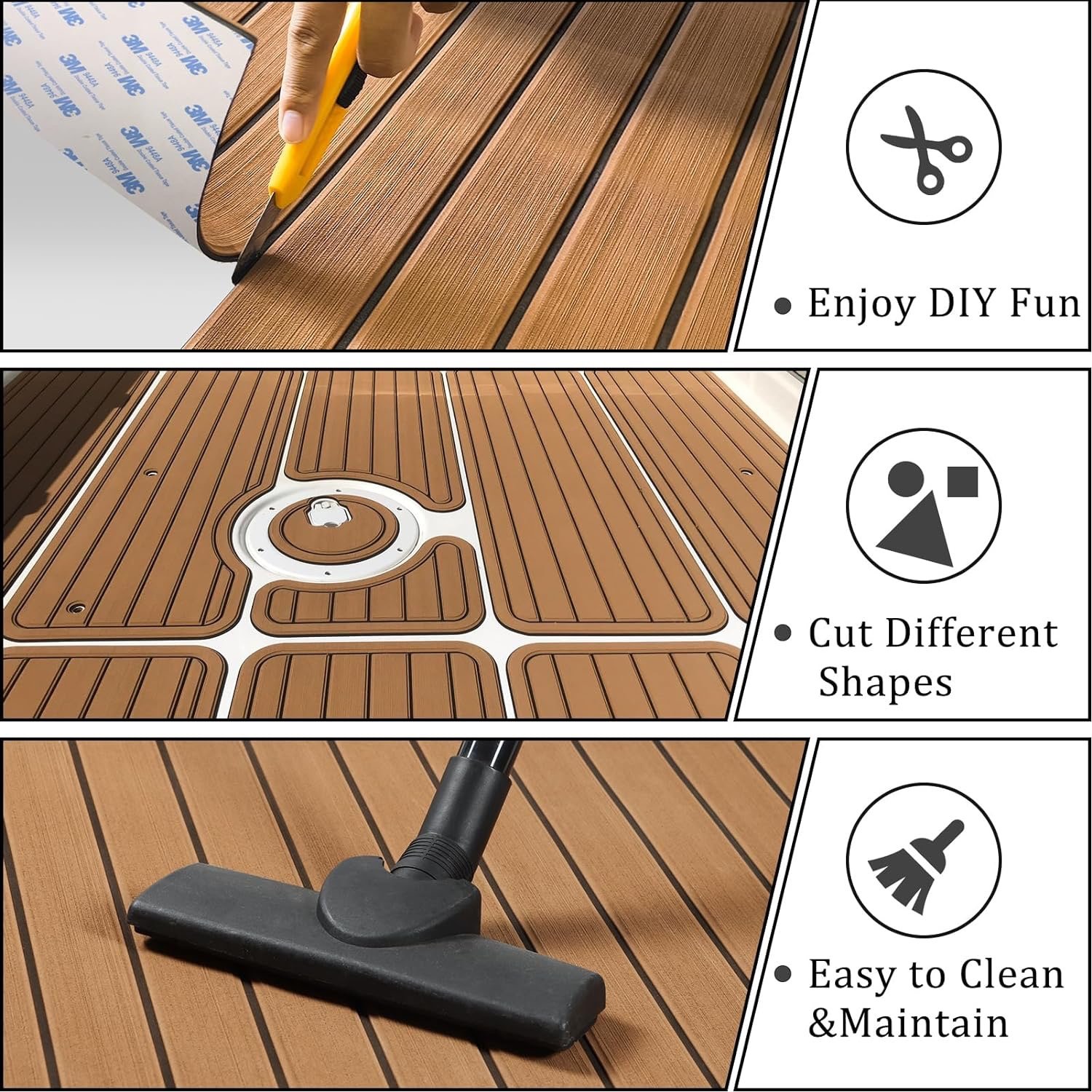 HEROES EVA Foam Deck Waterproof Boat Mat Brushed Marine Grip Floor Surfacing Deck Traction Pad Marine Deck Coverings