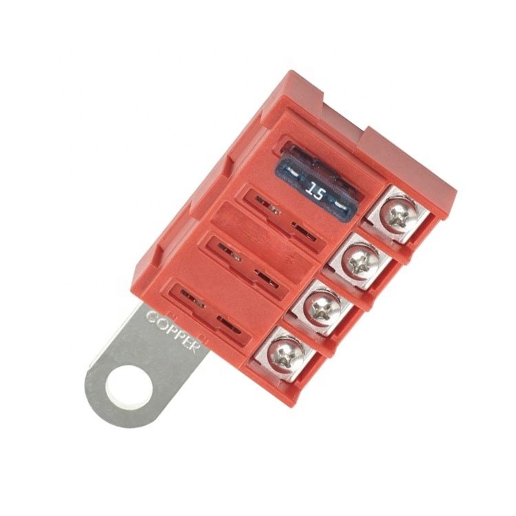 New 5023 4 Circuit ST Blade Battery Terminal Mount Fuse Block With Transparent Cover