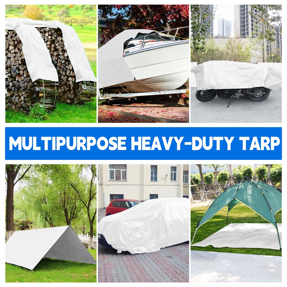 Custom Logo Multi-Purpose Woven Tarpaulin PE Plastic Rugged Black White Coated Pattern Waterproof Roof Boat Cricket Pitch