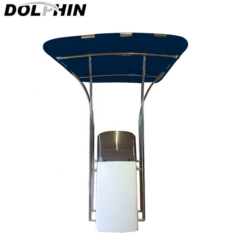 Dolphin Center Console T-Top Adjustable 1" Stainless Basic Boat T TOP Navy Blue Canopy