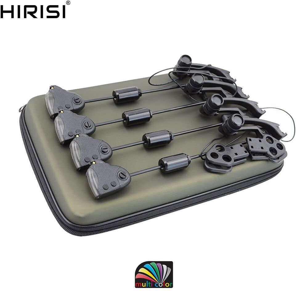 Carp Fishing Tackle Set Illuminated Fishing Swingers with Changeable Light Color Control Leather Covered 4pcs in Zipped case